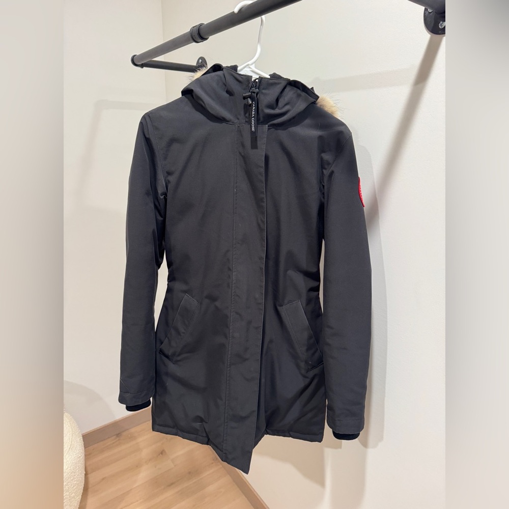 Black Canada Goose Parka with Fur Hood